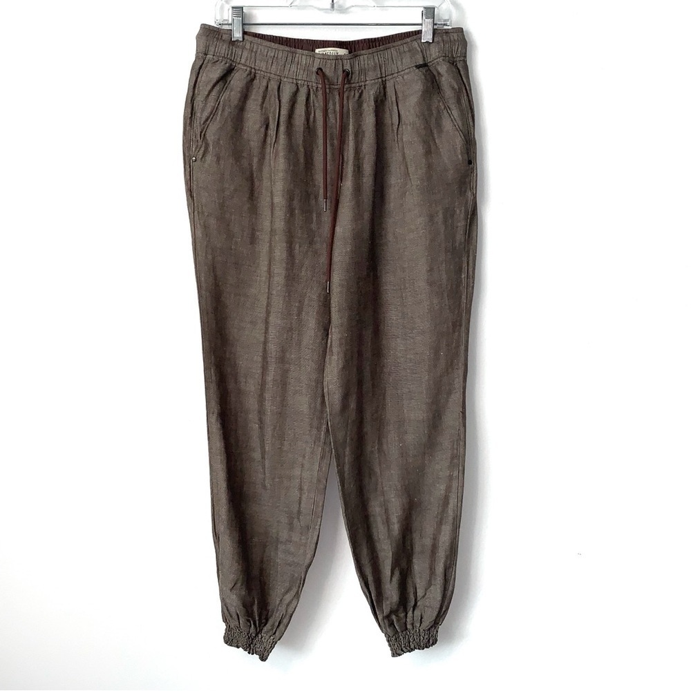 Timeout Los Angeles Linen Blend Pants Womens EU 40 Pull On Joggers Brown Natural